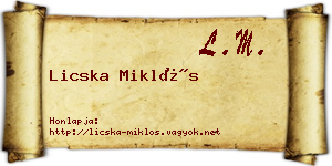 Licska Miklós névjegykártya